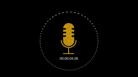 Golden microphone icon with digital countdown timer. Vocal mic symbol with .. Stock Footage 337022766