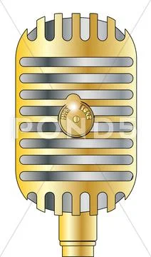 Golden microphone Stock Illustration