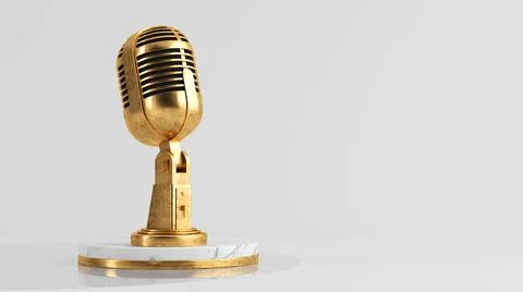 Golden microphone Stock Illustration