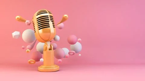 Golden microphone Stock Illustration