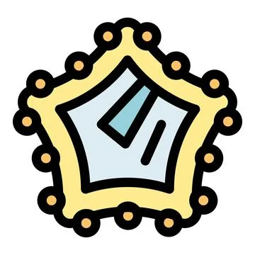Golden mirror reflecting light in star shape frame Stock Illustration