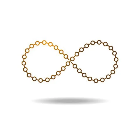 Golden mobius loop An infinity sign made of pearls, circles and lines Infinity Stock Illustration
