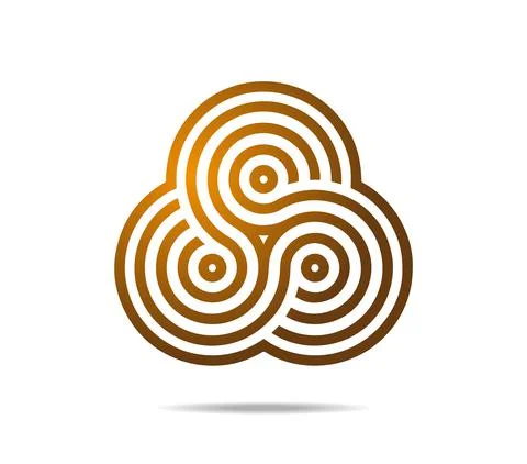 Golden Mobius loop made of three arches. Labyrinth, a maze made of infinity loop Stock Illustration