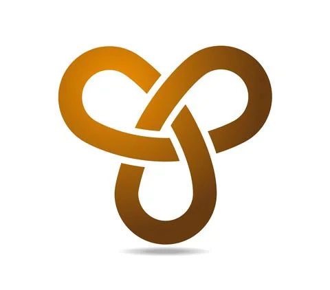 Golden Mobius loop with three elements Stock Illustration