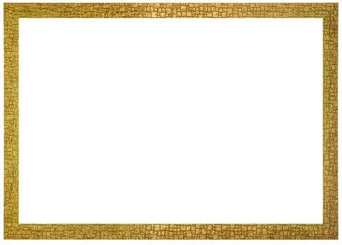 Golden mockup canvas frame isolated on white background Stock Photos