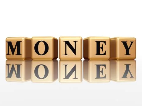 Golden money with reflection Stock Illustration