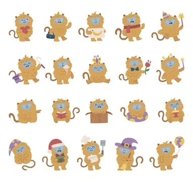 Golden monkey character set in scandinavian style Stock Illustration