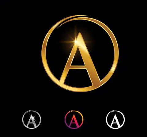 Golden Monogram Circle Initial Letter A Illustrazione stock