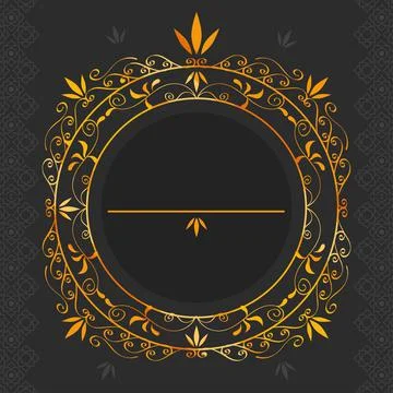 Golden monogram circular frame Illustrazione stock