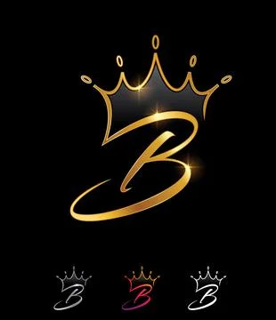 Golden Monogram Crown Initial Letter B Stock Illustration