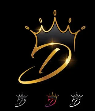 Golden Monogram Crown Initial Letter D Stock Illustration