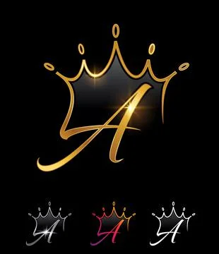 Golden Monogram Crown Initial Letter A Stock Illustration