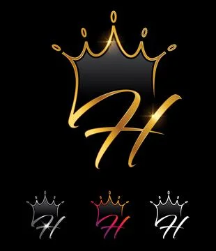 Golden Monogram Crown Initial Letter H Stock Illustration