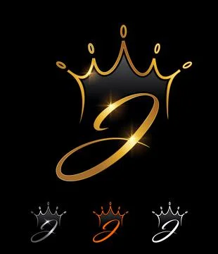 Golden Monogram Crown Initial Letter J Stock-Illustration
