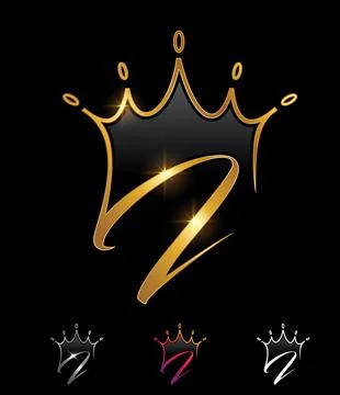 Golden Monogram Crown Initial Letter I Stock Illustration