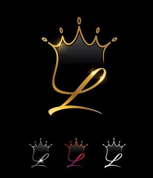 Golden Monogram Crown Initial Letter L Stock Illustration