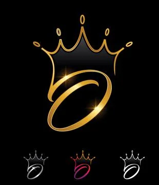 Golden Monogram Crown Initial Letter O Stock Illustration