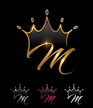 Golden Monogram Crown Initial Letter M Stock Illustration