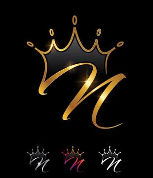 Golden Monogram Crown Initial Letter N Illustrazione stock