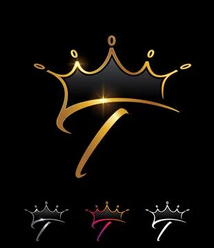 Golden Monogram Crown Initial Letter T Stock Illustration