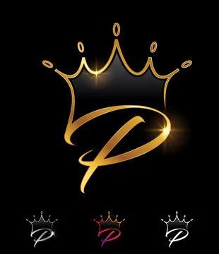 Golden Monogram Crown Initial Letter P Stock Illustration