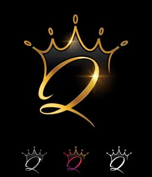 Golden Monogram Crown Initial Letter Q Stock Illustration