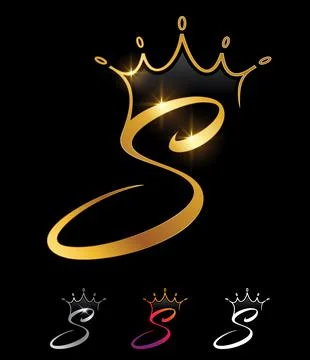 Golden Monogram Crown Initial Letter S Stock Illustration
