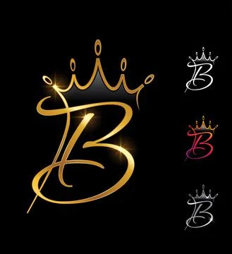Golden Monogram Crown Initial Letter B Stock Illustration