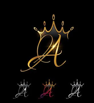 Golden Monogram Crown Initial Letter A Stock Illustration