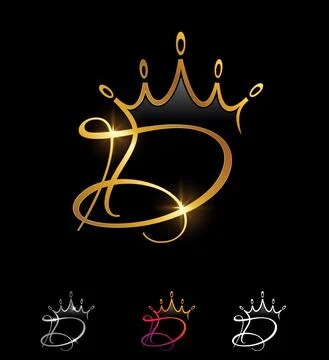 Golden Monogram Crown Initial Letter D Illustrazione stock