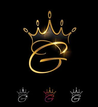 Golden Monogram Crown Initial Letter G Stock Illustration