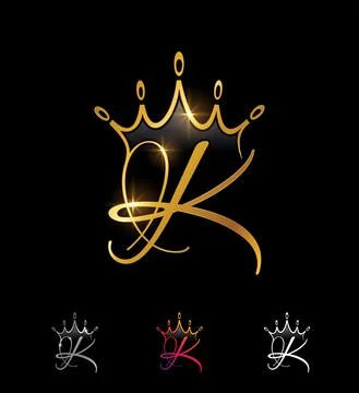 Golden Monogram Crown Initial Letter K Stock Illustration