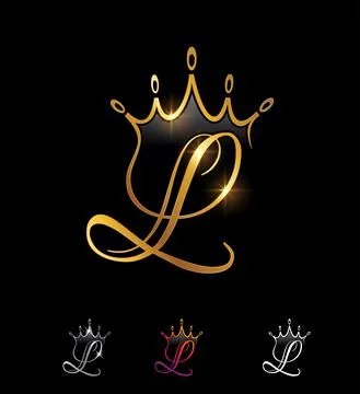 Golden Monogram Crown Initial Letter L Stock Illustration