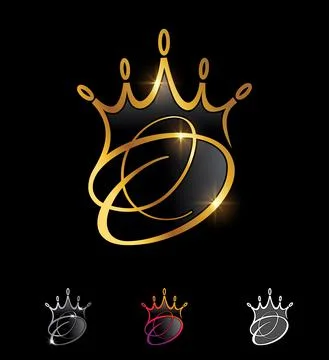 Golden Monogram Crown Initial Letter O Stock Illustration