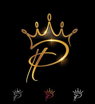 Golden Monogram Crown Initial Letter P Stock Illustration
