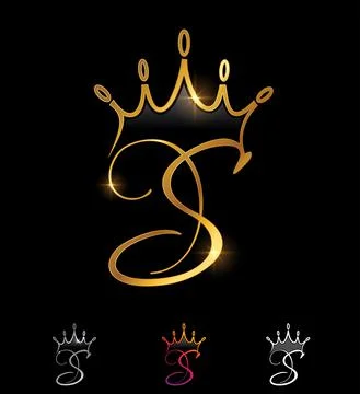 Golden Monogram Crown Initial Letter S Stock Illustration
