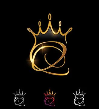 Golden Monogram Crown Initial Letter Q Stock Illustration