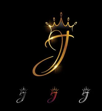 Golden Monogram Initial Crown Letter J Stock Illustration