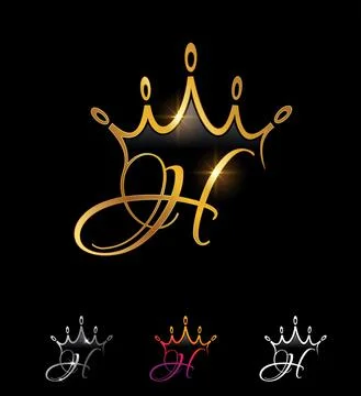 Golden Monogram Initial Crown Letter H Stock Illustration