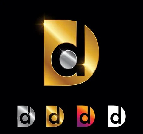 Golden Monogram Initial Letter D Stock Illustration