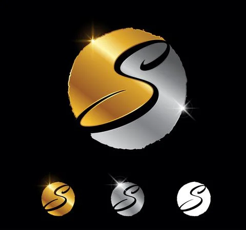 Golden Monogram Letter S Initial Sign Stock Illustration