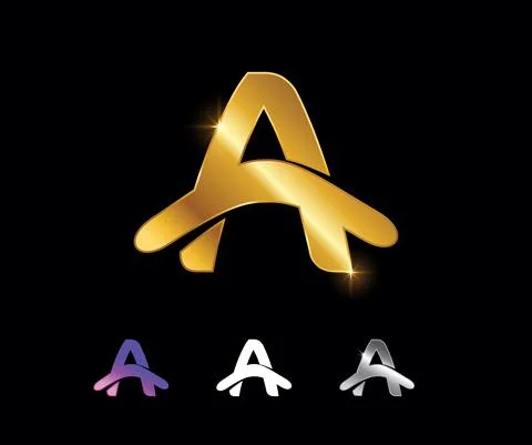 Golden Monogram Letter A Vector Sign Stock Illustration