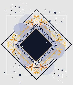 Golden monogram rhombus frame Stock Illustration