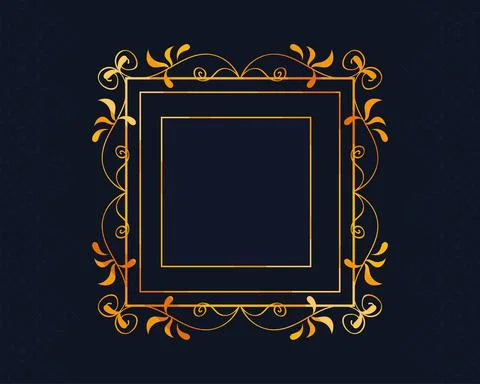 Golden monogram square frame Stock Illustration