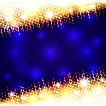 Golden mosaic shine frame with empty dark blue space for text, vector background Stock Illustration