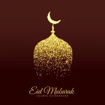 Golden mosque make with glitter for eid festival Stock Illustration