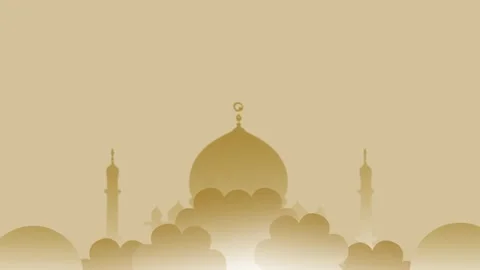 Golden Mosque Silhouette Emerging from Clouds Stock Footage 335622568