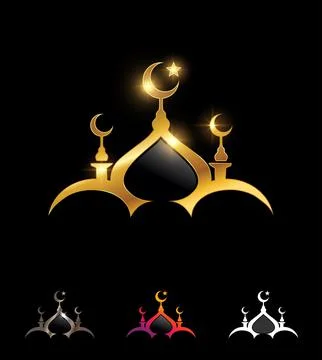 Golden Mosque Vector Sign Stock Illustration