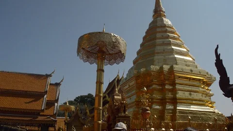 The golden mount at Phra that Doi Suthep Stock Footage 96360391