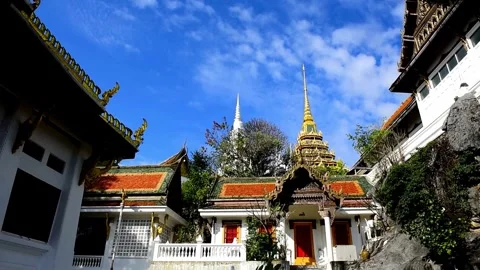 Golden Mount Temple Complex, Wat Saket, Bangkok Architectural Details Video stock 310378351